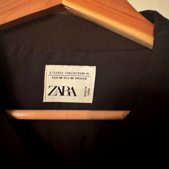 ZARA BLACK EMBROIDERED EYELET SHIRT LIMITED EDITION Sz Med - Picture 3 of 6
